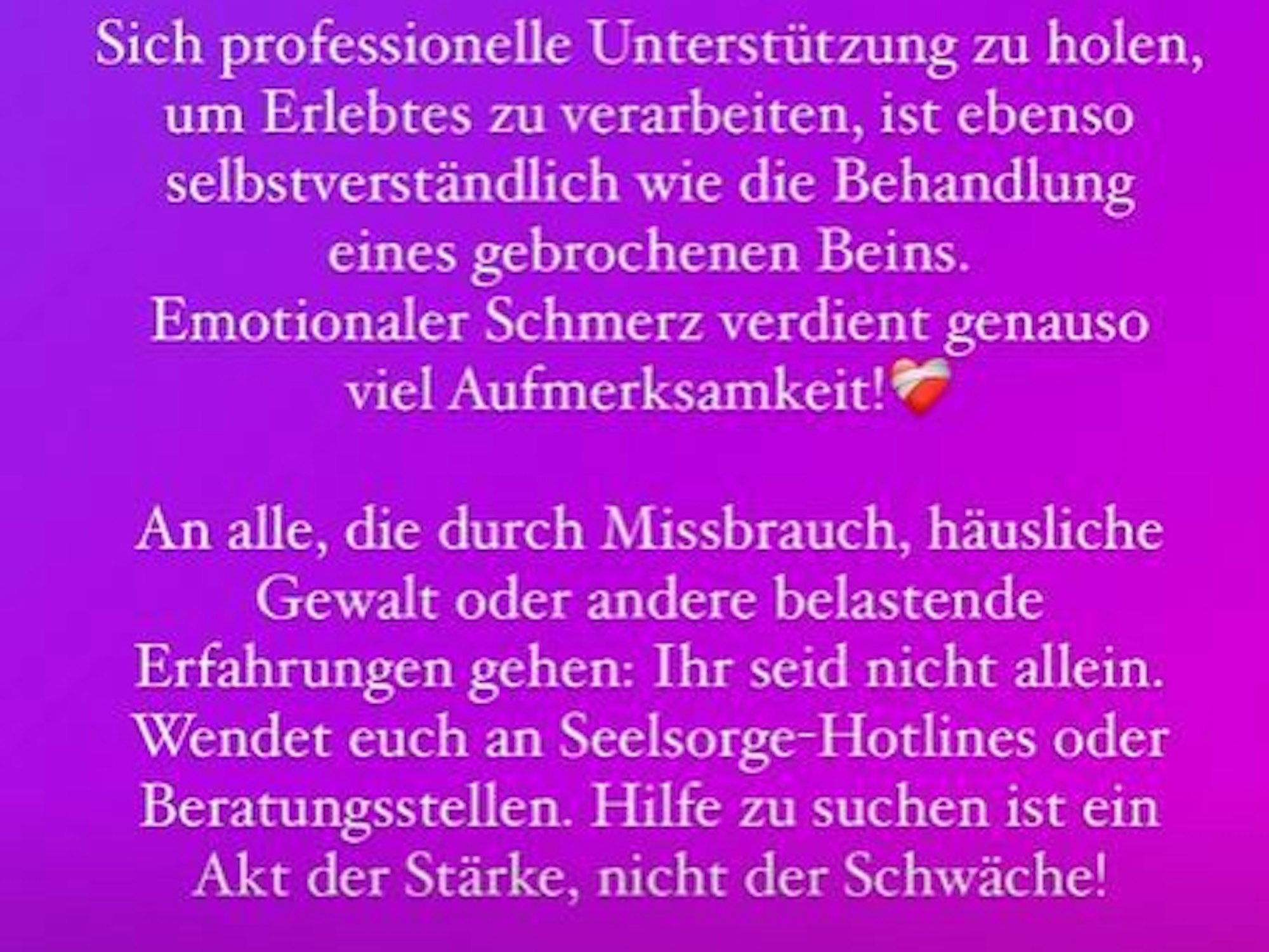 Cora Schumacher rät Betroffenen, sich professionelle Hilfe zu holen.