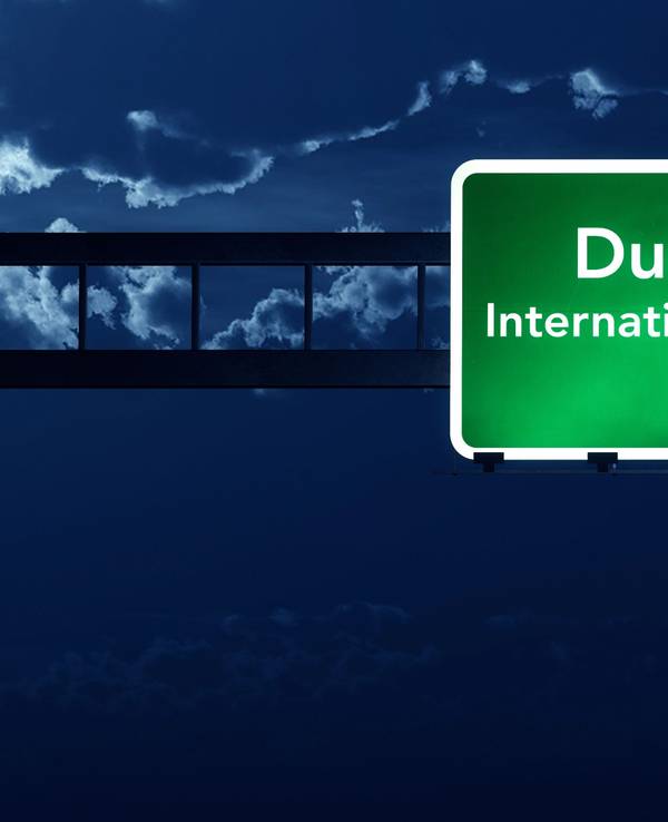 Dunedin Airport Highway Road Sign at Night 3D Illustration