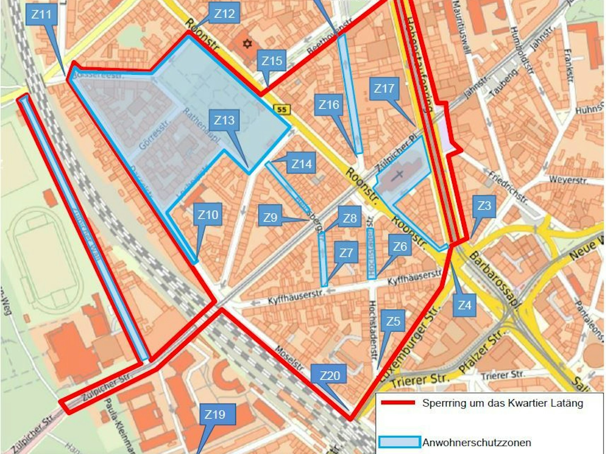 Plan für das Kwartier Latäng am 11.11.