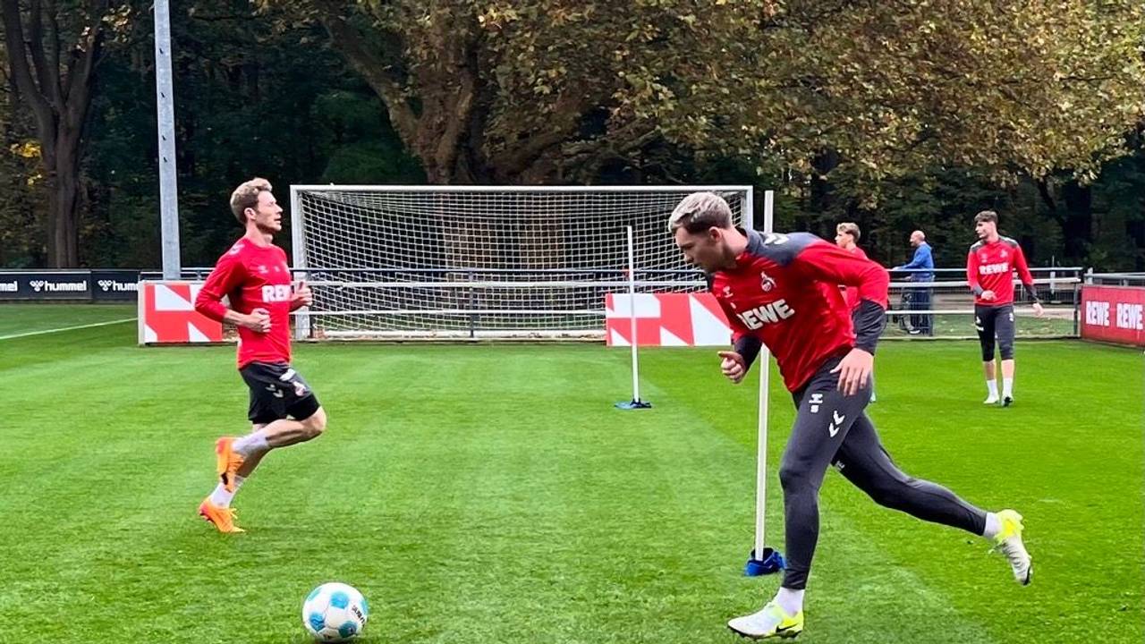 Florian Kainz und Luca Kilian nach dem Pokalspiel im FC-Training.