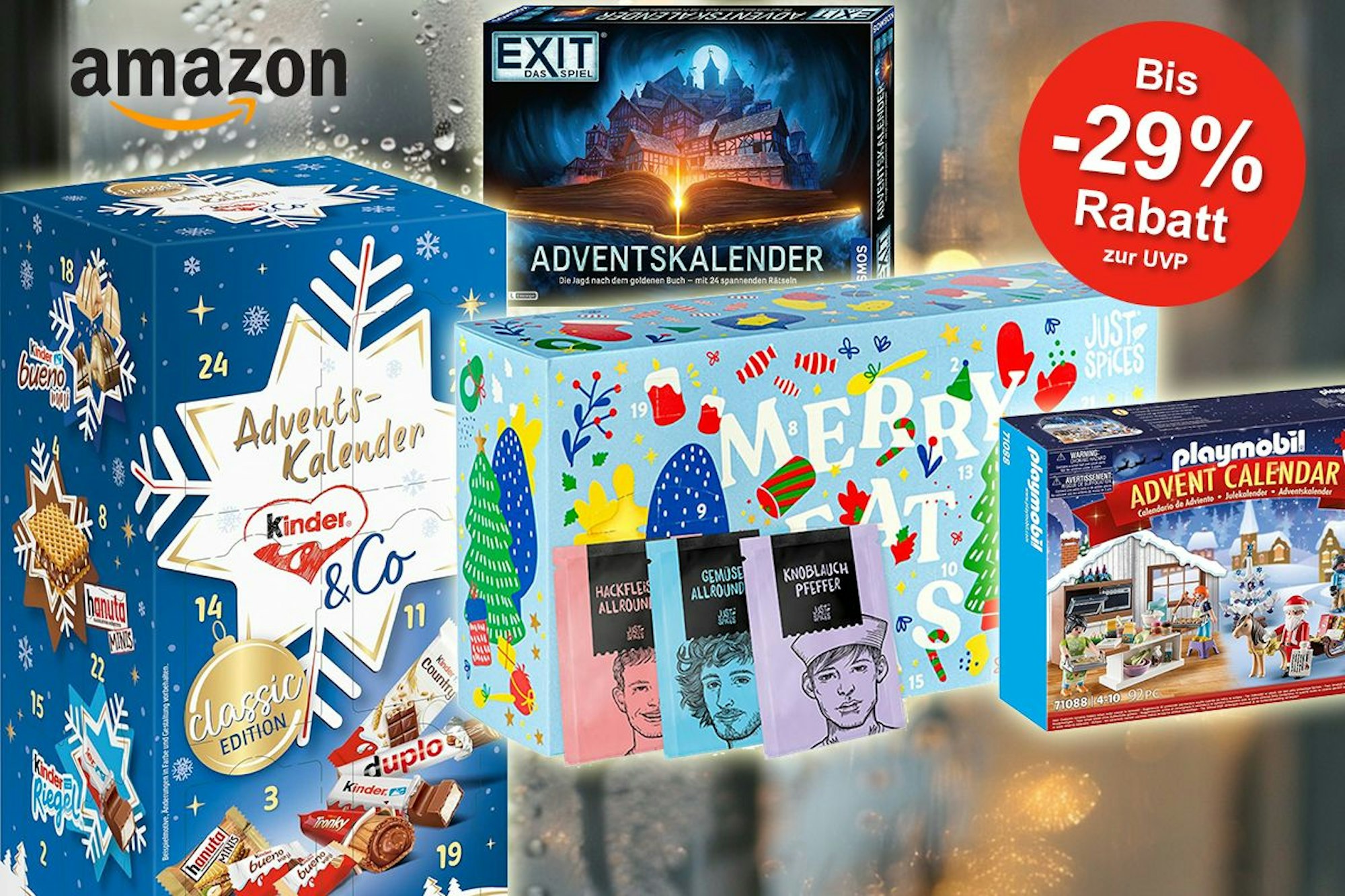 Darstellung von Adventskalender von Kinder, Playmobil, Just Spices, EXIT-Game