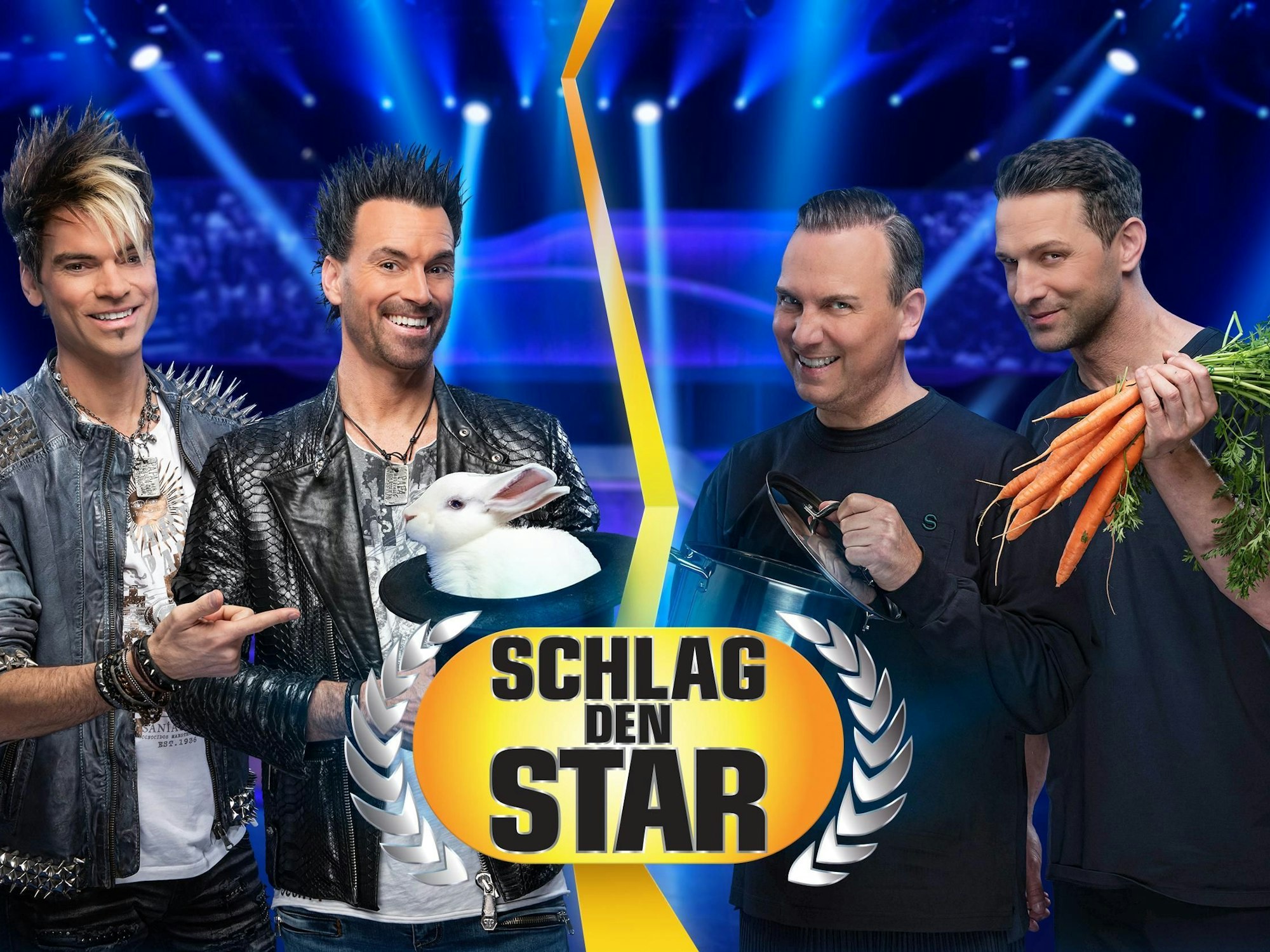 Gingen gegen die Ehrlich Brothers bei „Schlag den Star“ unter: die TV-Köche Alexander Kumpter und Tim Raue (von rechts).