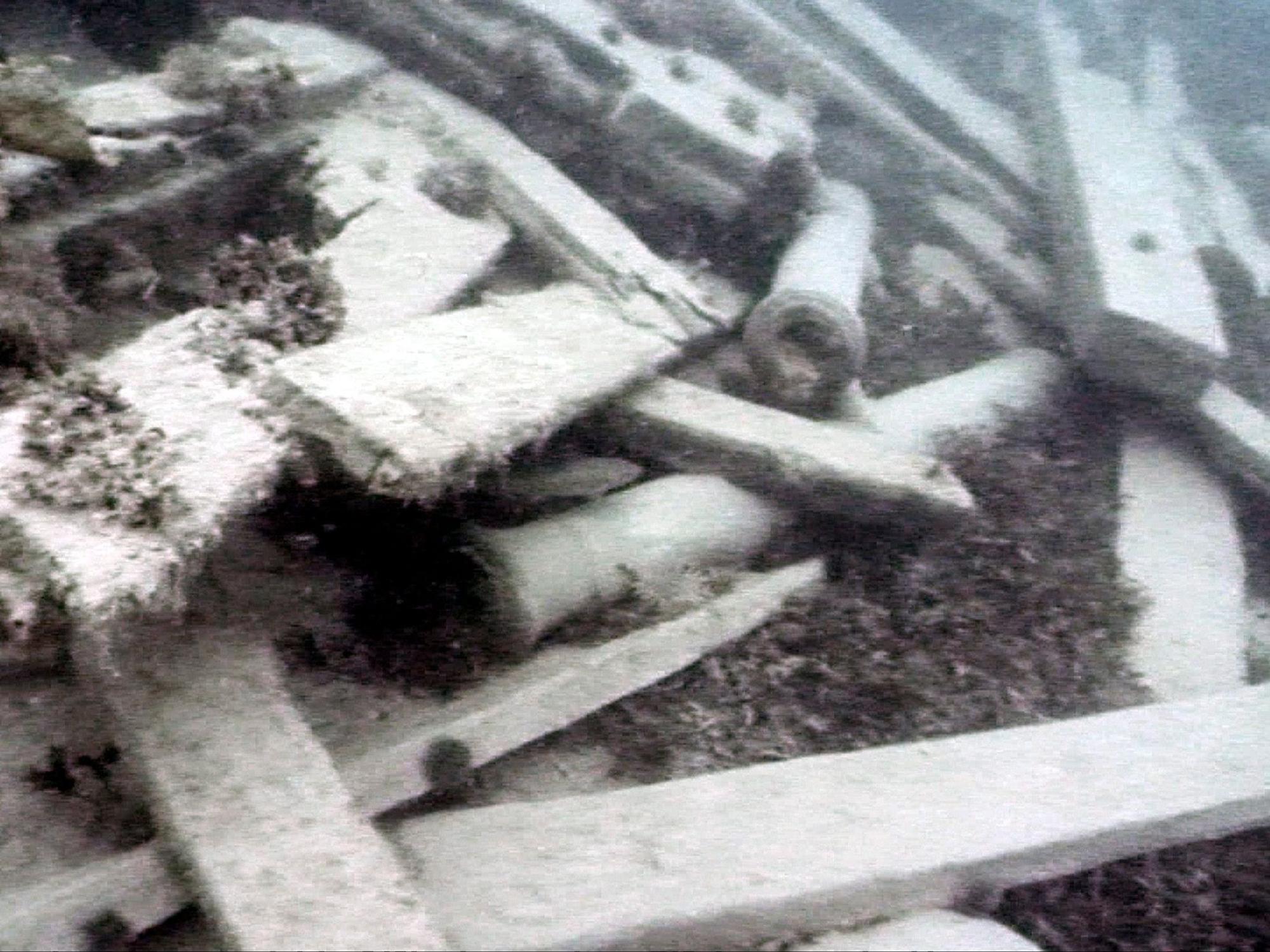Überreste im Meer aus dem 19. Jahrhundert: Das Foto von 2014 zeigt zwei kleine Kanonen-Rohre zwischen den verstreuten Balken. Es handelt sich um Überreste des Schiffbruchs von Sir John Franklin, der eine Expedition in die Polarregion leitete.