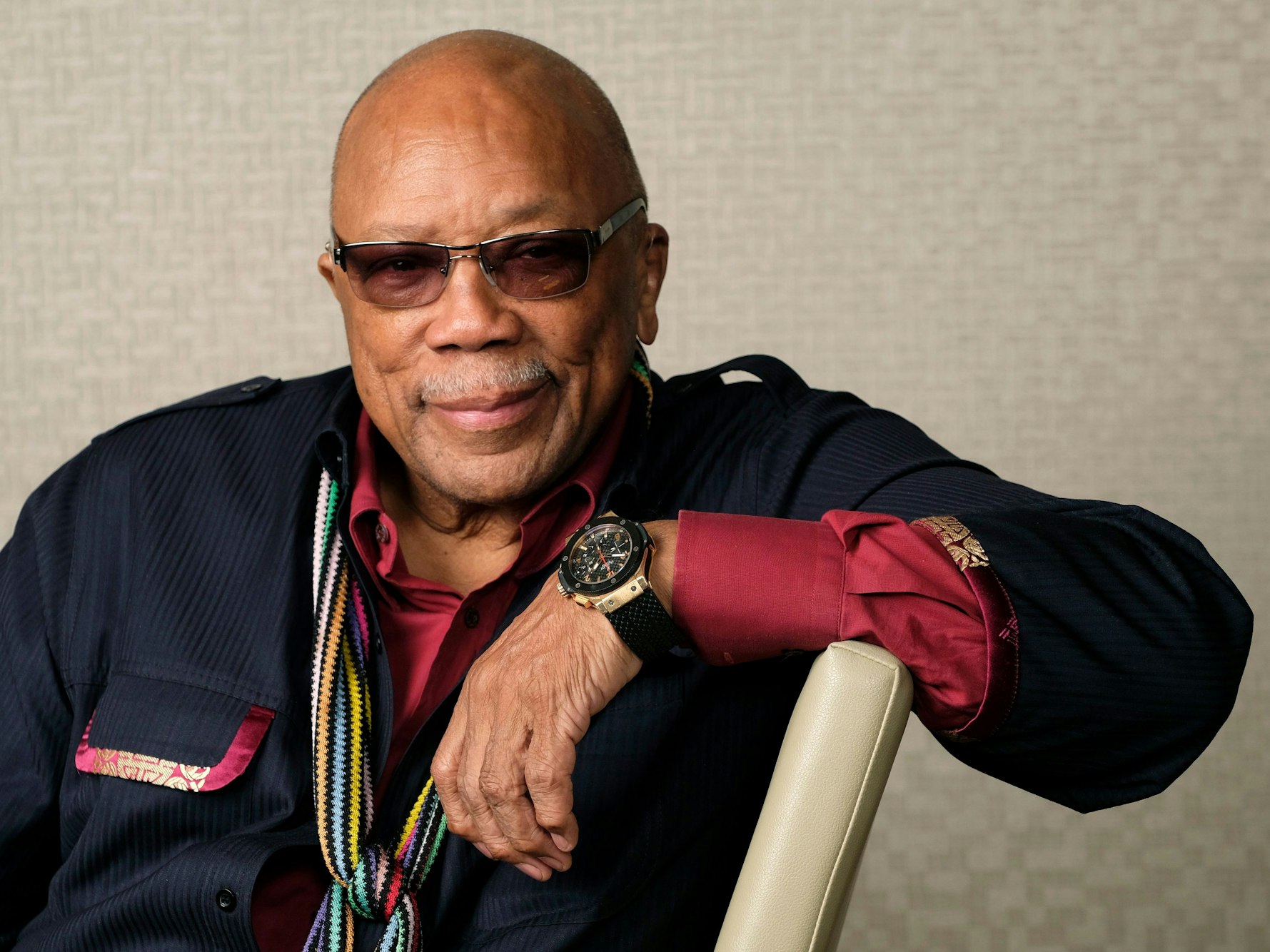 FILE - Music producer Quincy Jones poses for a portrait to promote his documentary "Quincy" during the Toronto Film Festival on Sept. 7, 2018, in Toronto. (Photo by Chris Pizzello/Invision/AP, File)