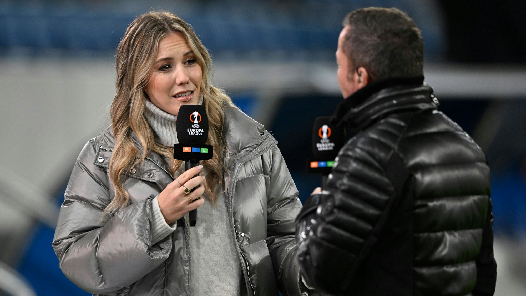 Laura Papendick in der RTL-Übertragung im Gespräch mit Lothar Matthäus.