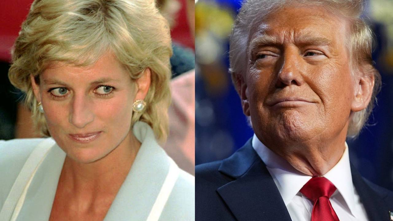 Prinzessin Diana und Donald Trump: Der US-Präsident äußerte sich gegenüber Diana öffentlich sexistisch. Unsere Fotos sind Archivbilder. Das von Trump entstand 2024 im November direkt nach der US-Wahl. Das Foto von Diana wurde im August 1996 geschossen. 1997 starb Diana bei einem Verkehrsunfall.