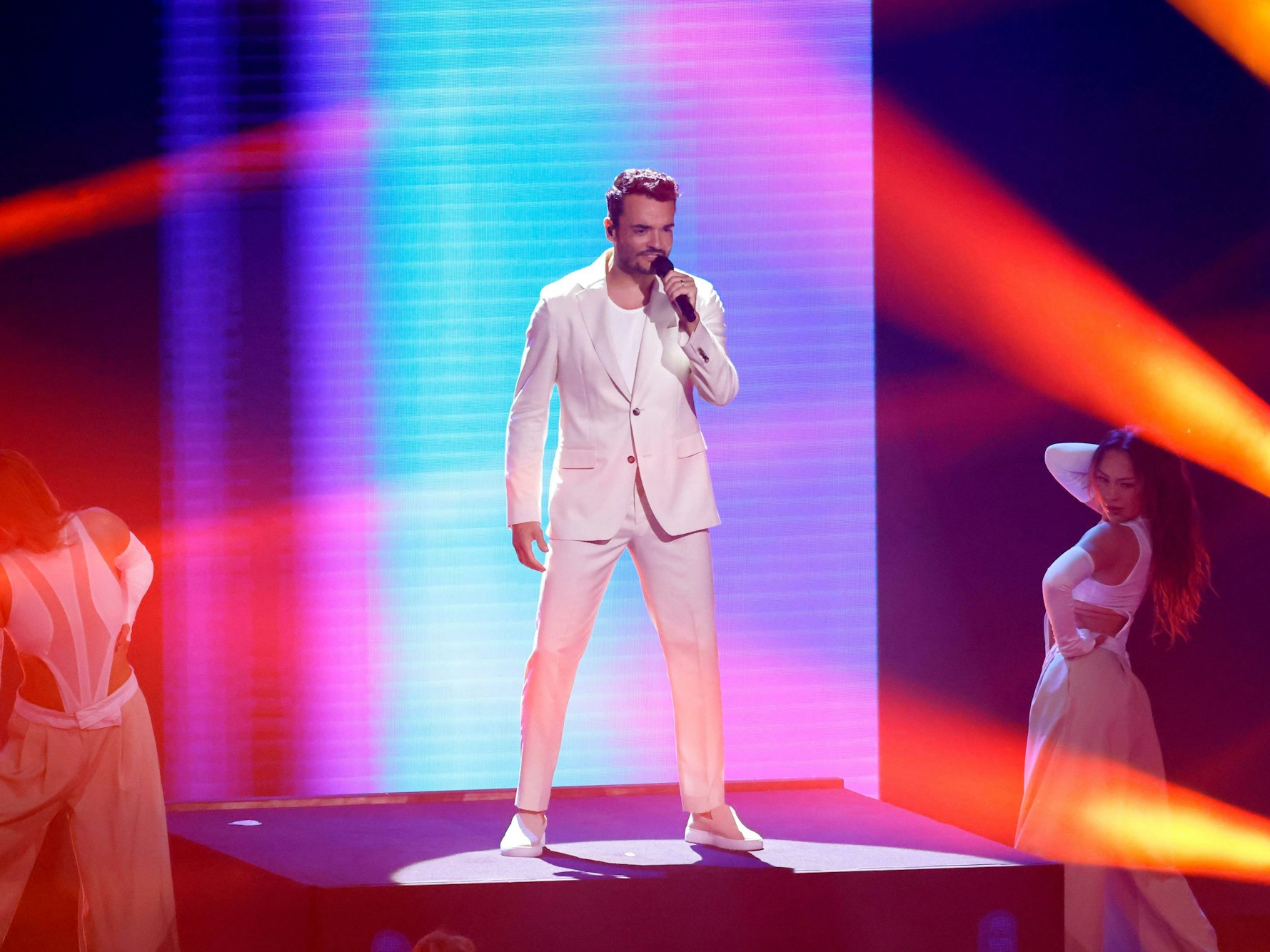 Sänger Giovanni Zarrella steht am 24. August 2024 in der ZDF-Musikshow „Die Giovanni Zarrella Show“ auf der Bühne.