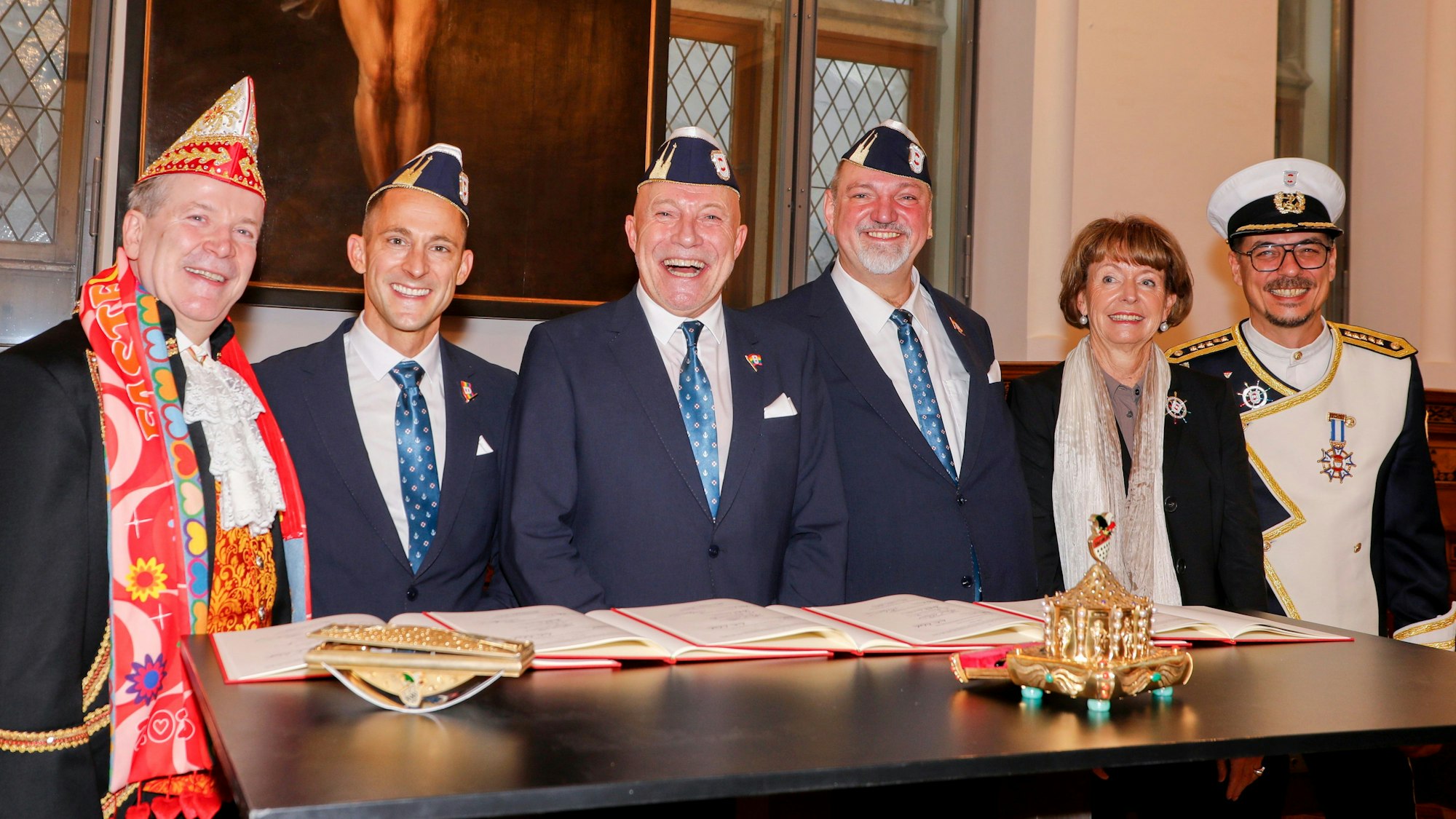 Das Dreigestirn im Rathaus mit Oberbürgermeisterin.