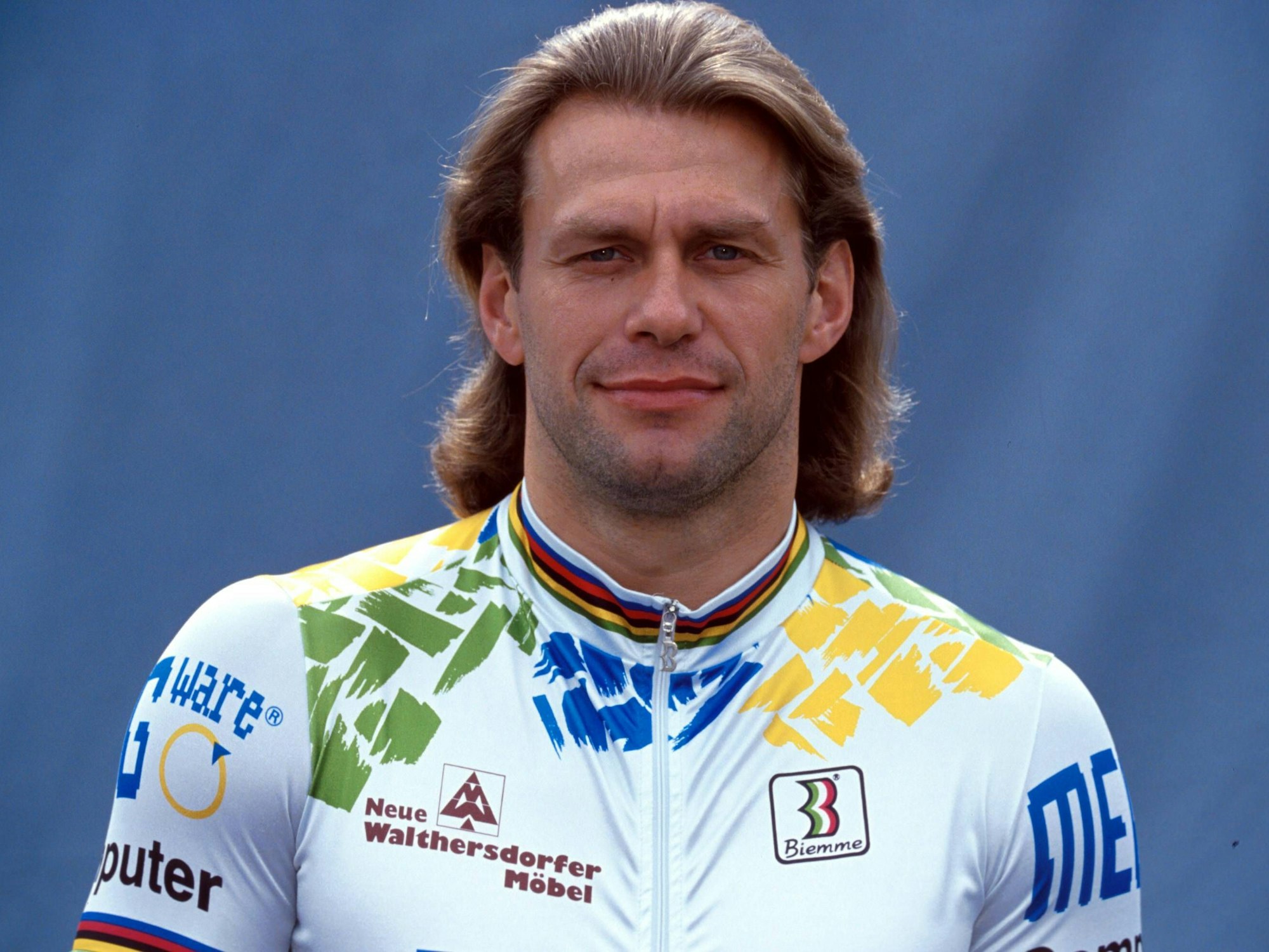 Eine Porträtaufnahme von Rad-Weltmeister Michael Hübner vom 1. Januar 1994.