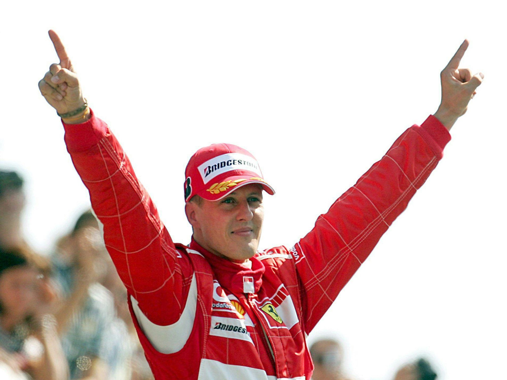 Formel-1-Legende Michael Schumacher, damals Scuderia Ferrari, feiert seinen Sieg beim Großen Preis von Italien in Monza.