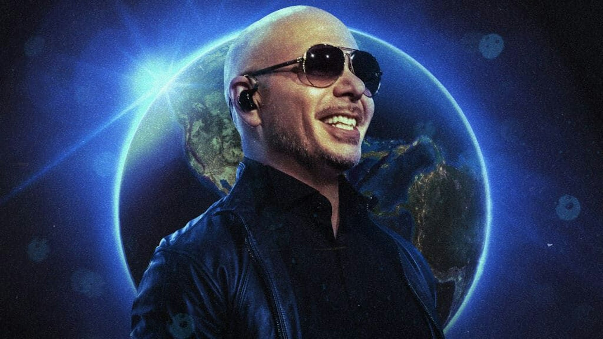 Darstellung von Pitbull vor dem Universum