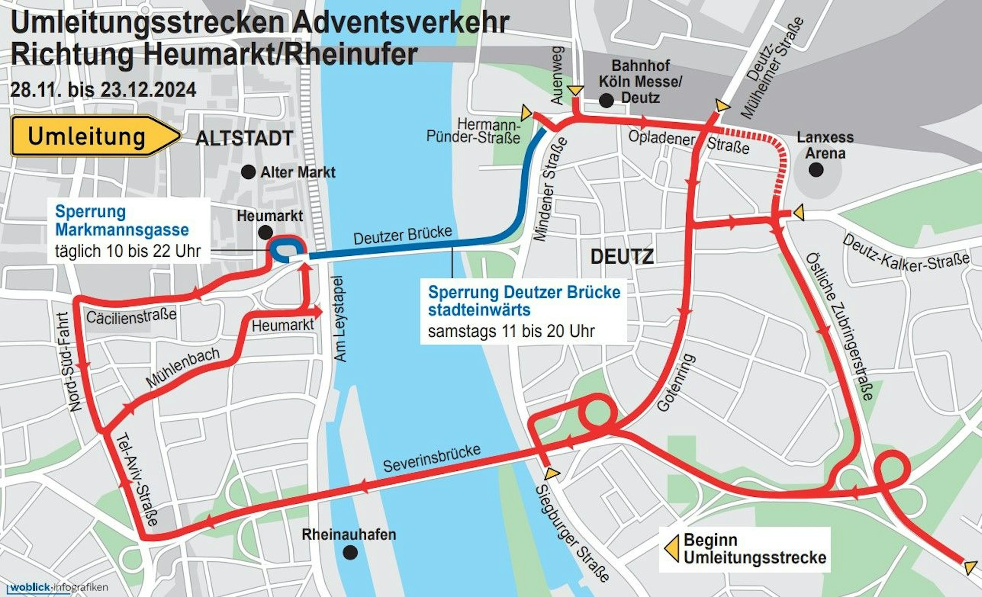 Die Kölner Sperrungen in der Weihnachtszeit im Überblick.