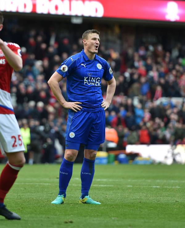 Robert Huth während seiner aktiven Karriere beim Spiel von Middlesbrough gegen Leicester City.