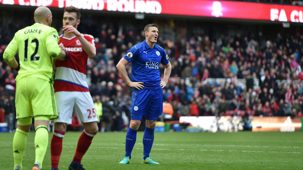 Robert Huth während seiner aktiven Karriere beim Spiel von Middlesbrough gegen Leicester City.