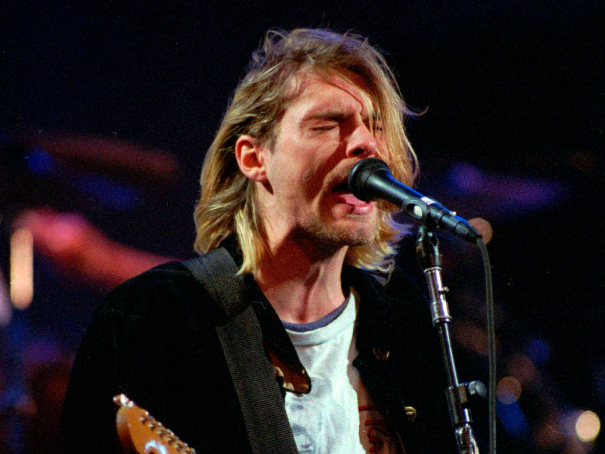 USA, Seattle: Kurt Cobain tritt mit seiner Band Nirvana auf.