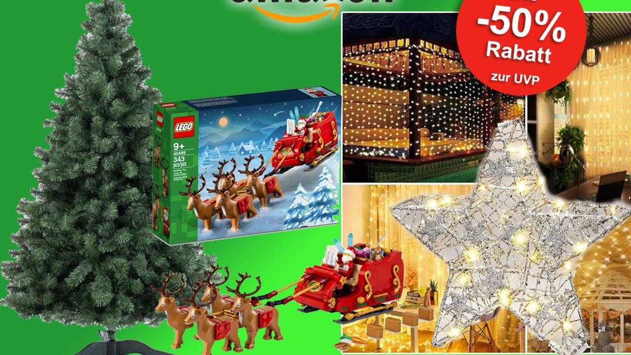 Auf dem Bild sind Weihnachtsdeko Artikel aus dem Amazon Sale.