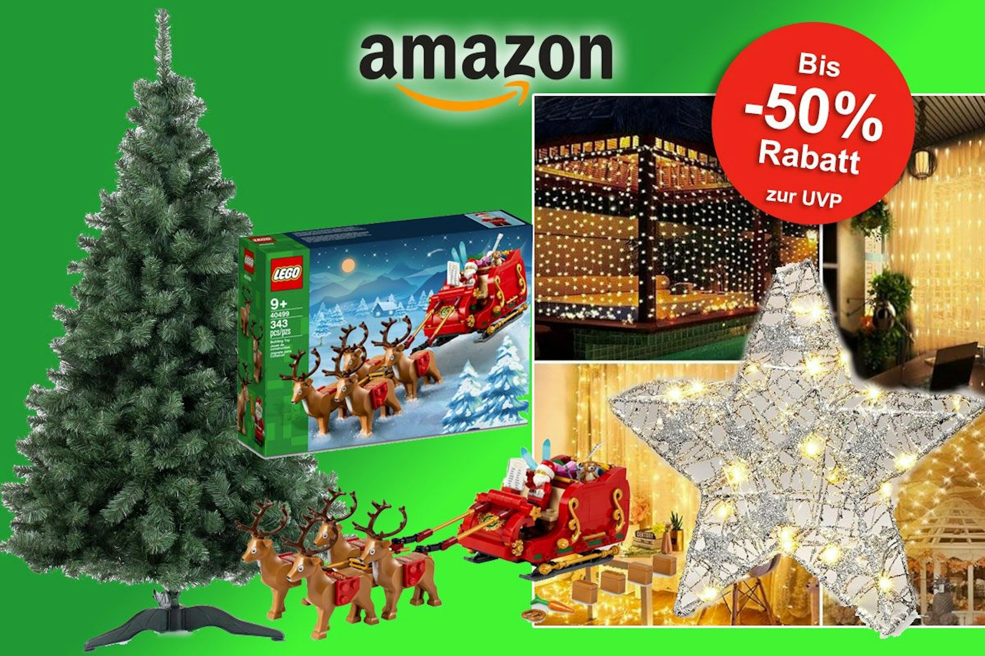 Auf dem Bild sind Weihnachtsdeko Artikel aus dem Amazon Sale.