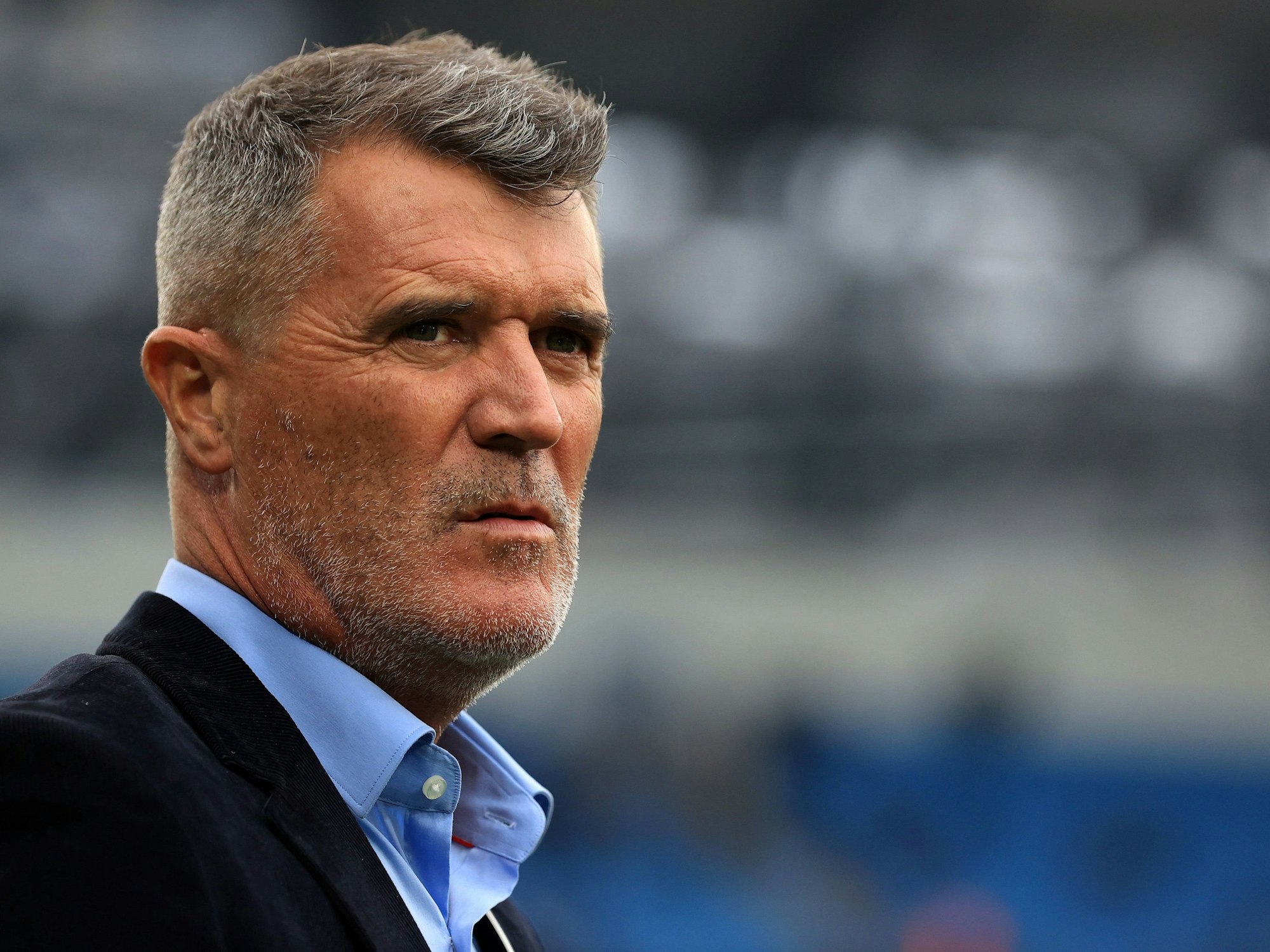 Roy Keane am 22. September 2024 im Stadion von Manchester City.