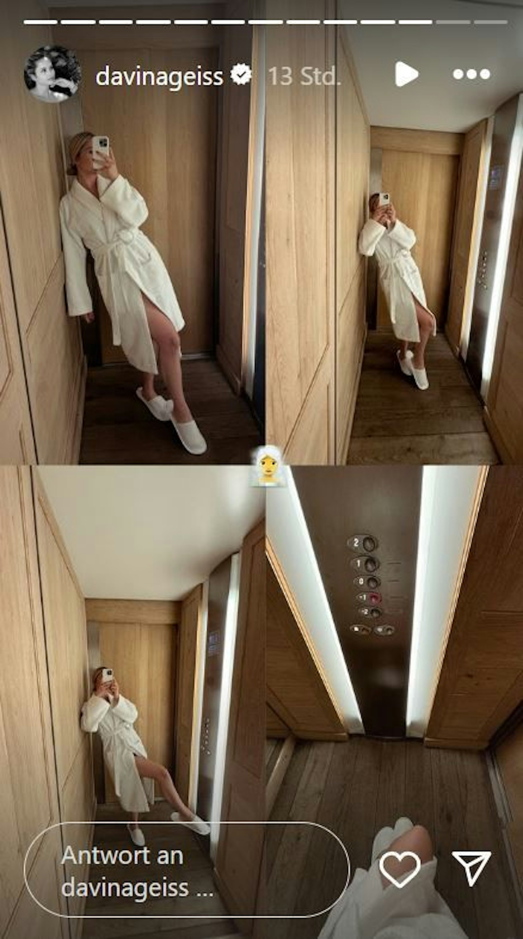 Davina Geiss macht Selfies im Bademantel (Screenshot).