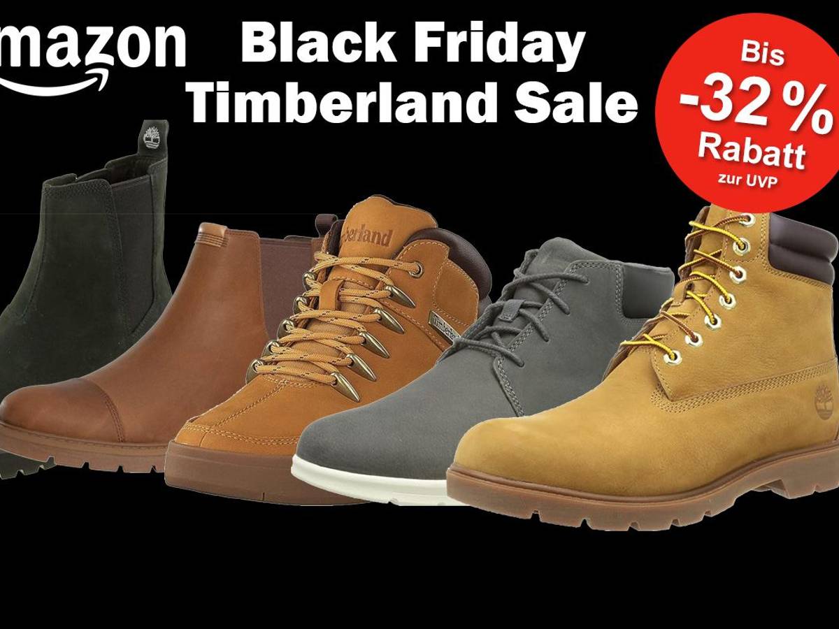 5 verschiedene Timberland Modelle vor einem schwarzen Hintergrund