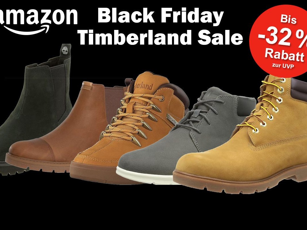 5 verschiedene Timberland Modelle vor einem schwarzen Hintergrund