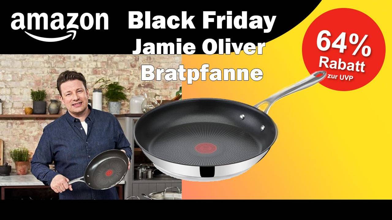 Auf dem Bild ist eine Jamie Oliver Bratpfanne zu sehen.