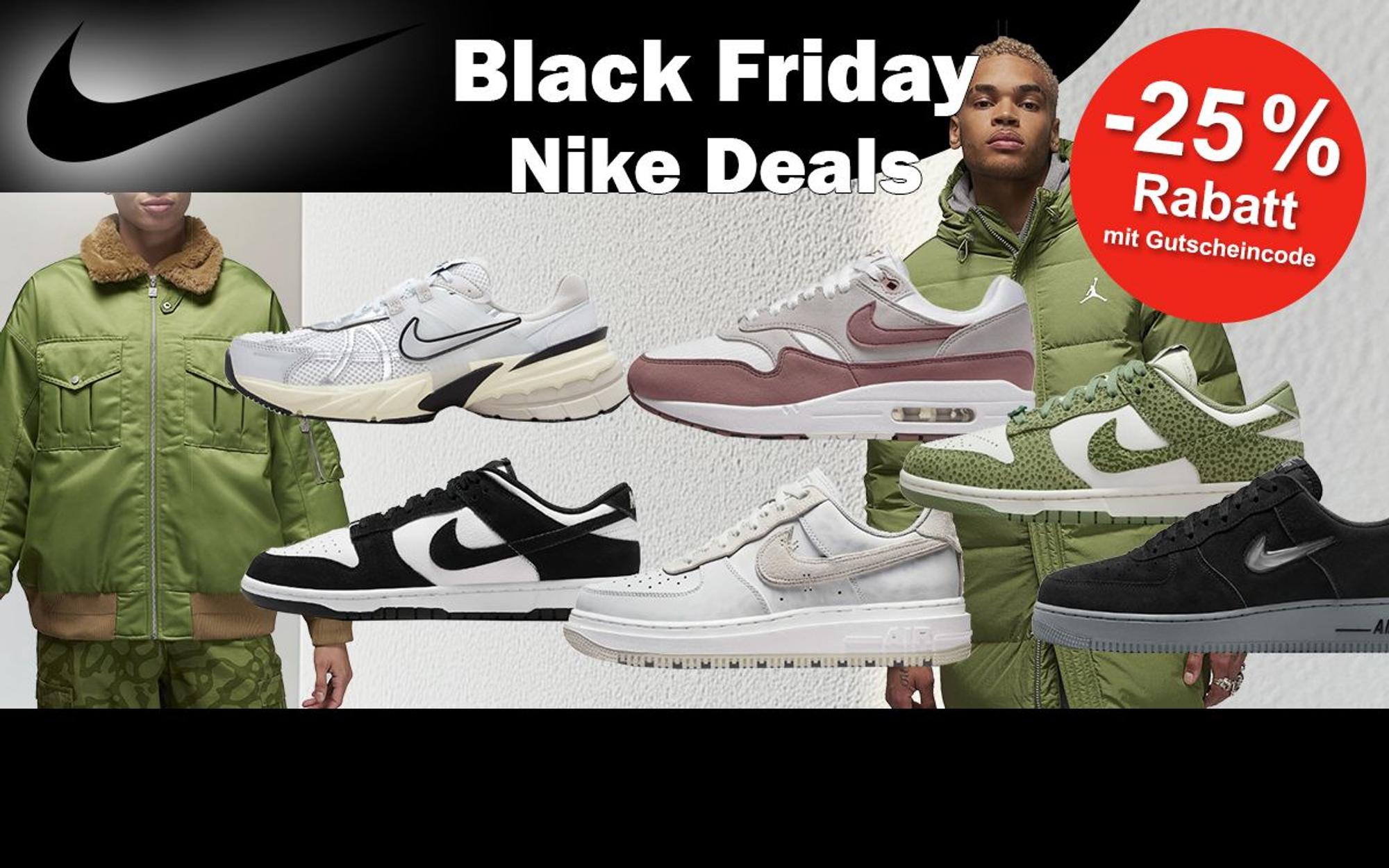 Darstellung von Sneaker und Bekleidung im Nike Black Week Sale