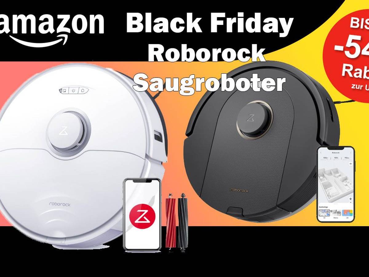 Auf dem Bild sind zwei Sauroboter der Marke Roborock zu sehen.
