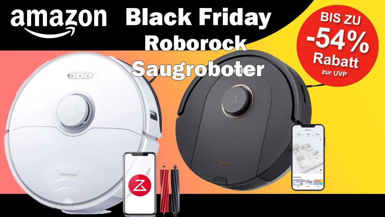 Auf dem Bild sind zwei Sauroboter der Marke Roborock zu sehen.