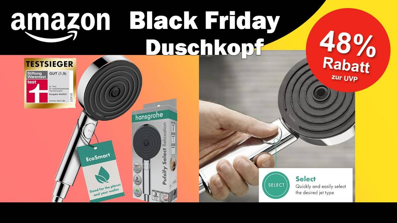 Auf dem Bild ist ein wassersparender Duschkopf von hansgrohe zu sehen