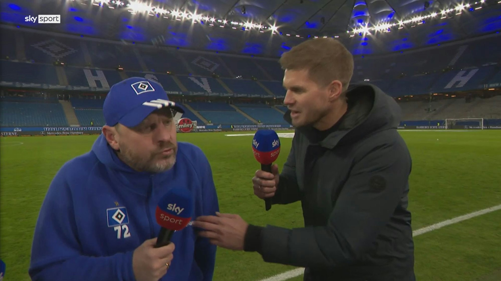 Steffen Baumgart und Simon Terodde am Samstag (23. November 2024) bei Sky.