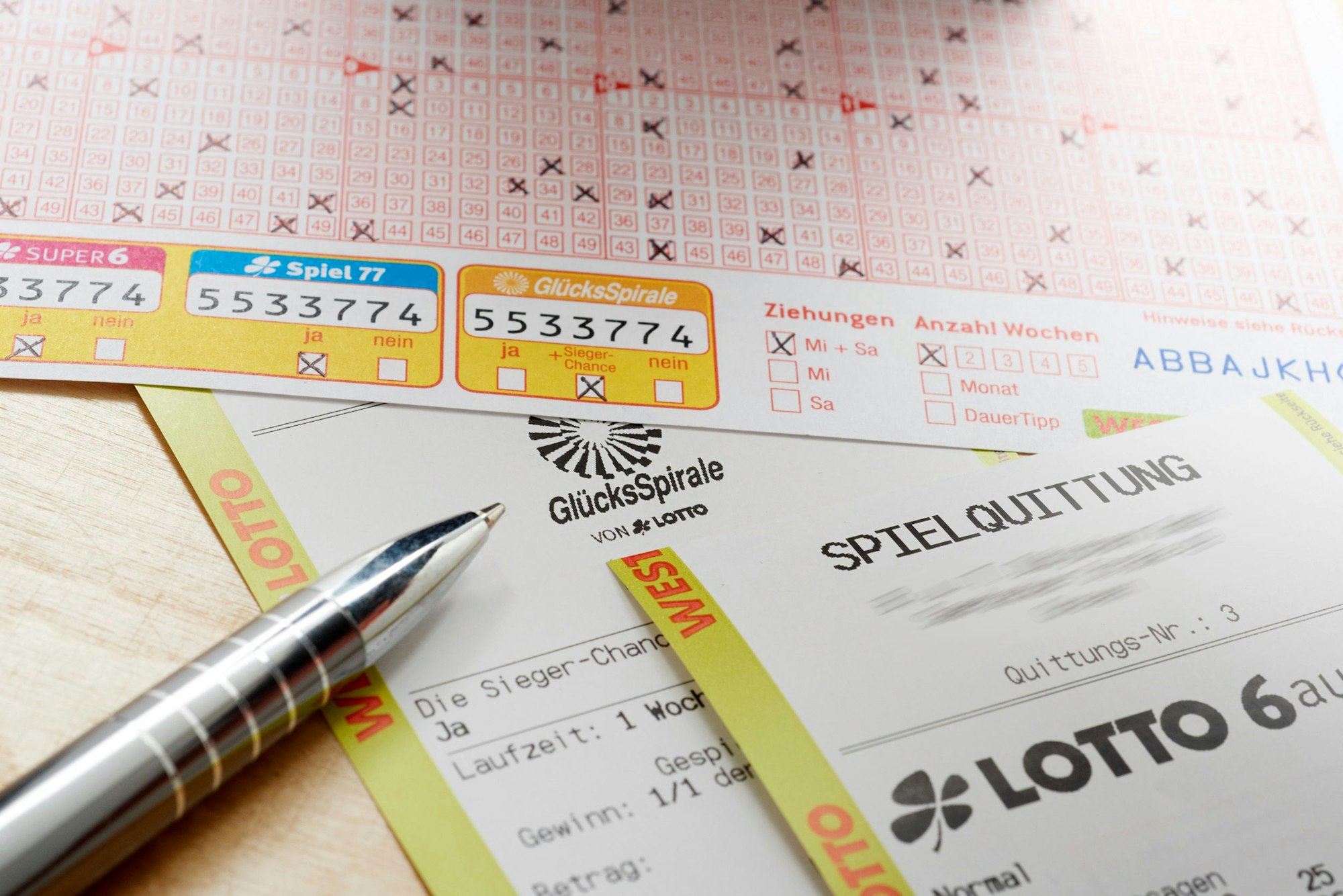 Eurojackpot, LOTTO 6aus49 und Spiel 77 Los.