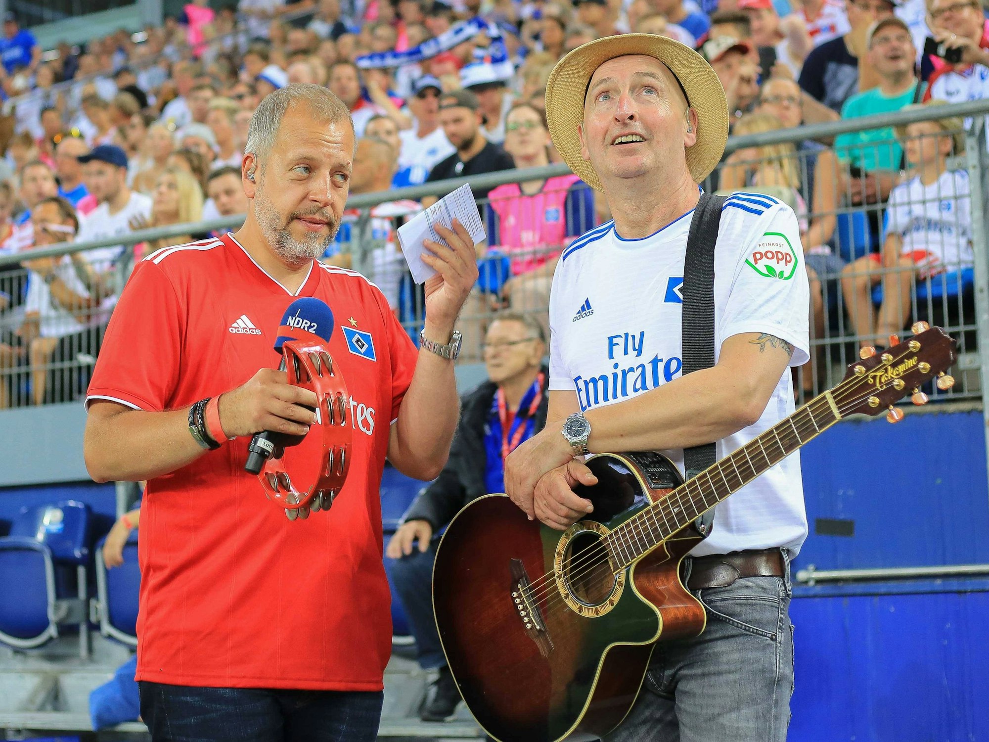 Lotto King Karl und Carsten Pape im Volksparkstadion.