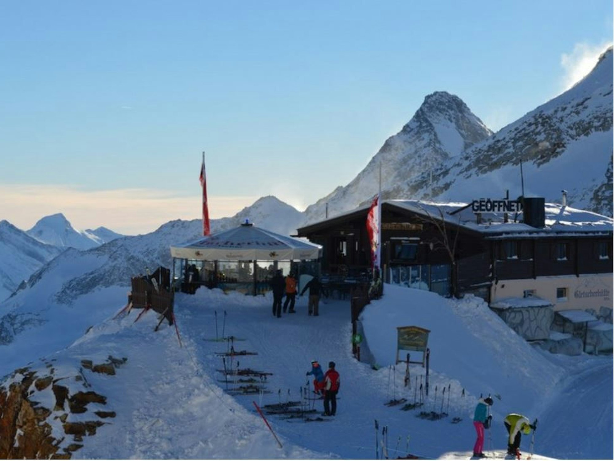 Gletscherhütte am Hintertuxer Gletscher auf 3075 Metern Seehöhe