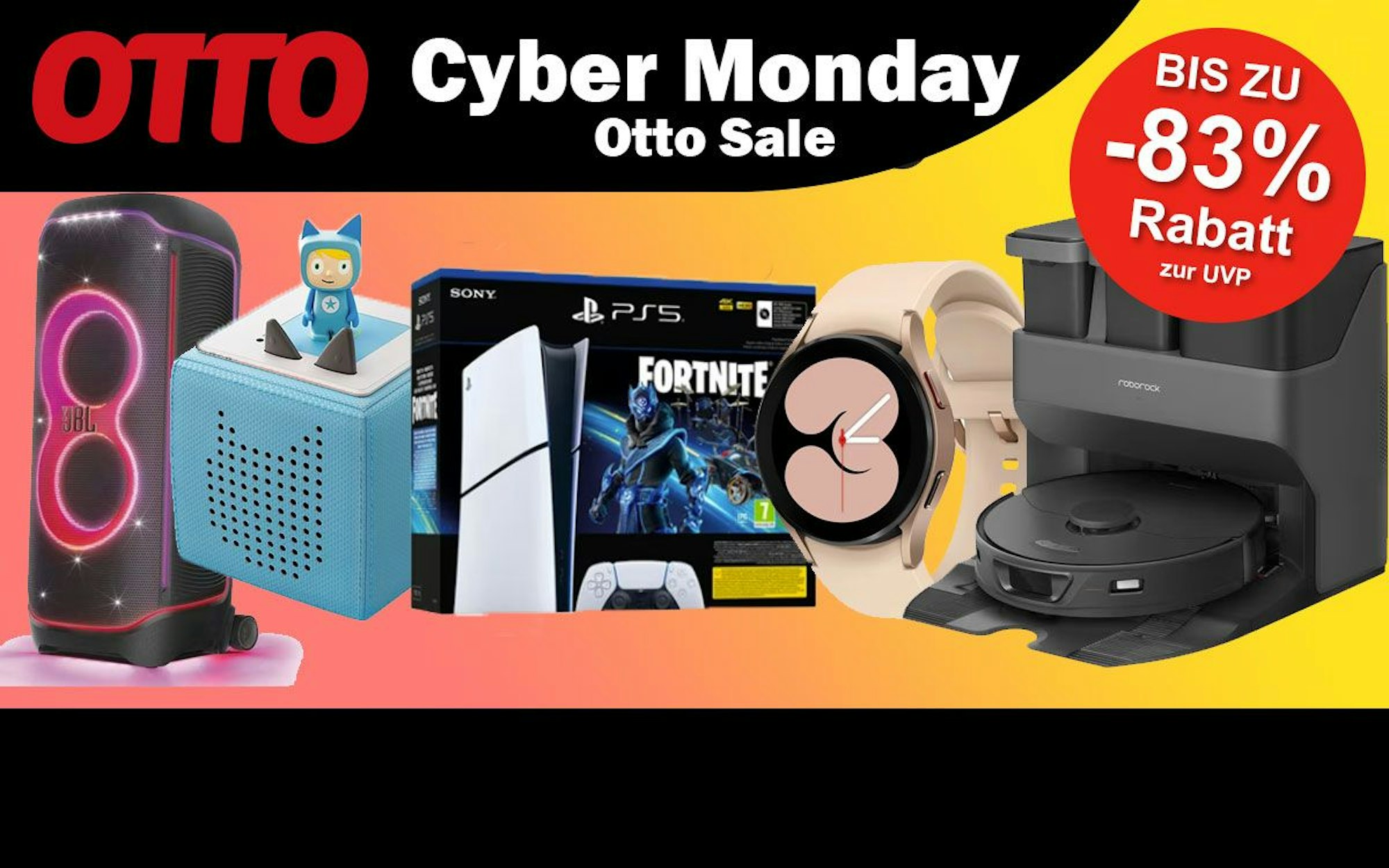 Auf dem Bild sind unterschiedliche Produkte zu sehen, die am Cyber Monday auf otto.de reduziert sind.