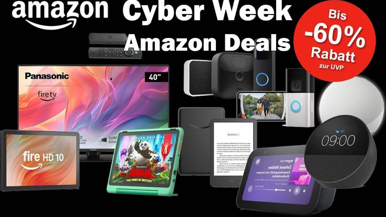Darstellung von Amazon Geräten im Cyber Week Sale bei Amazon