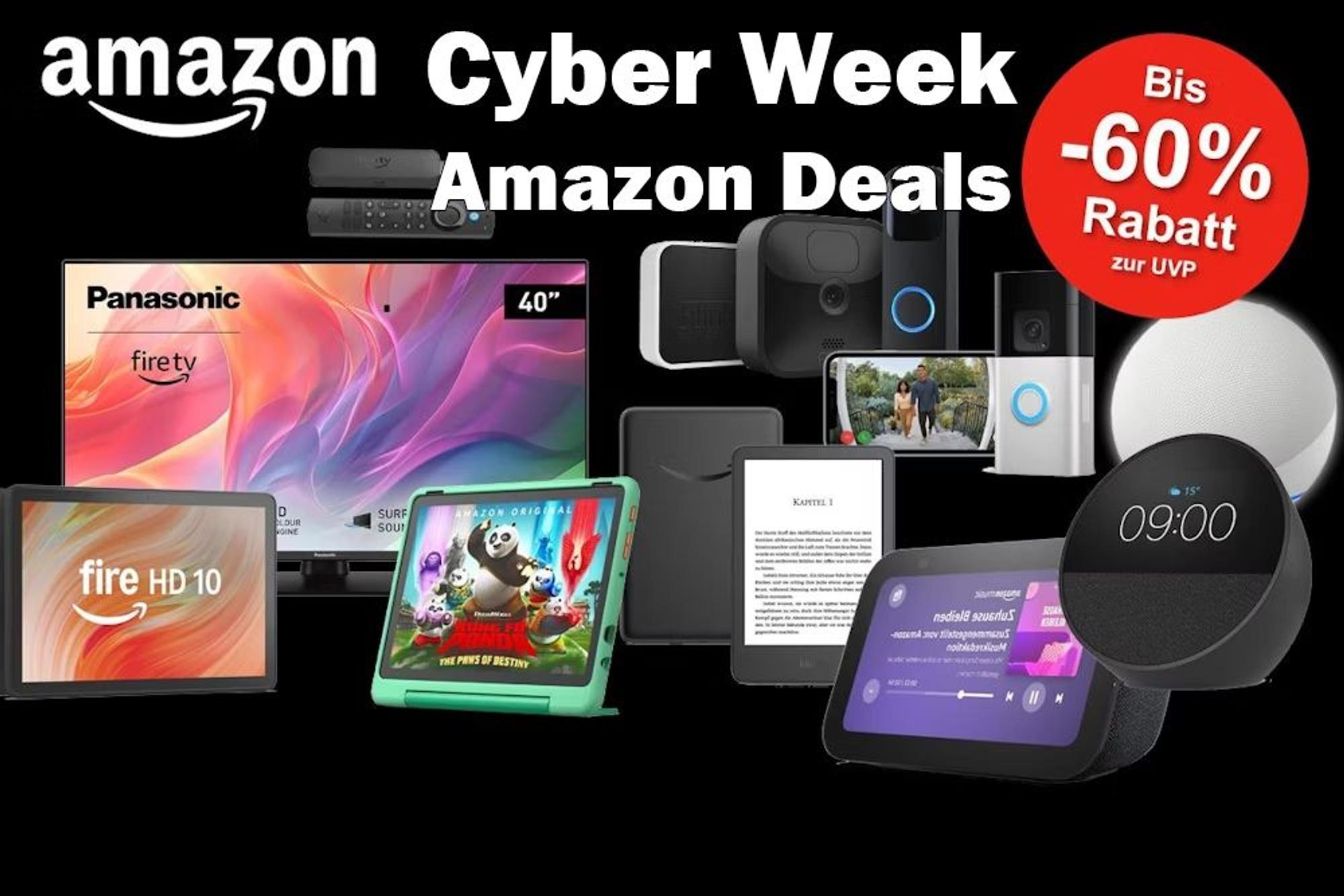 Darstellung von Amazon Geräten im Cyber Week Sale bei Amazon