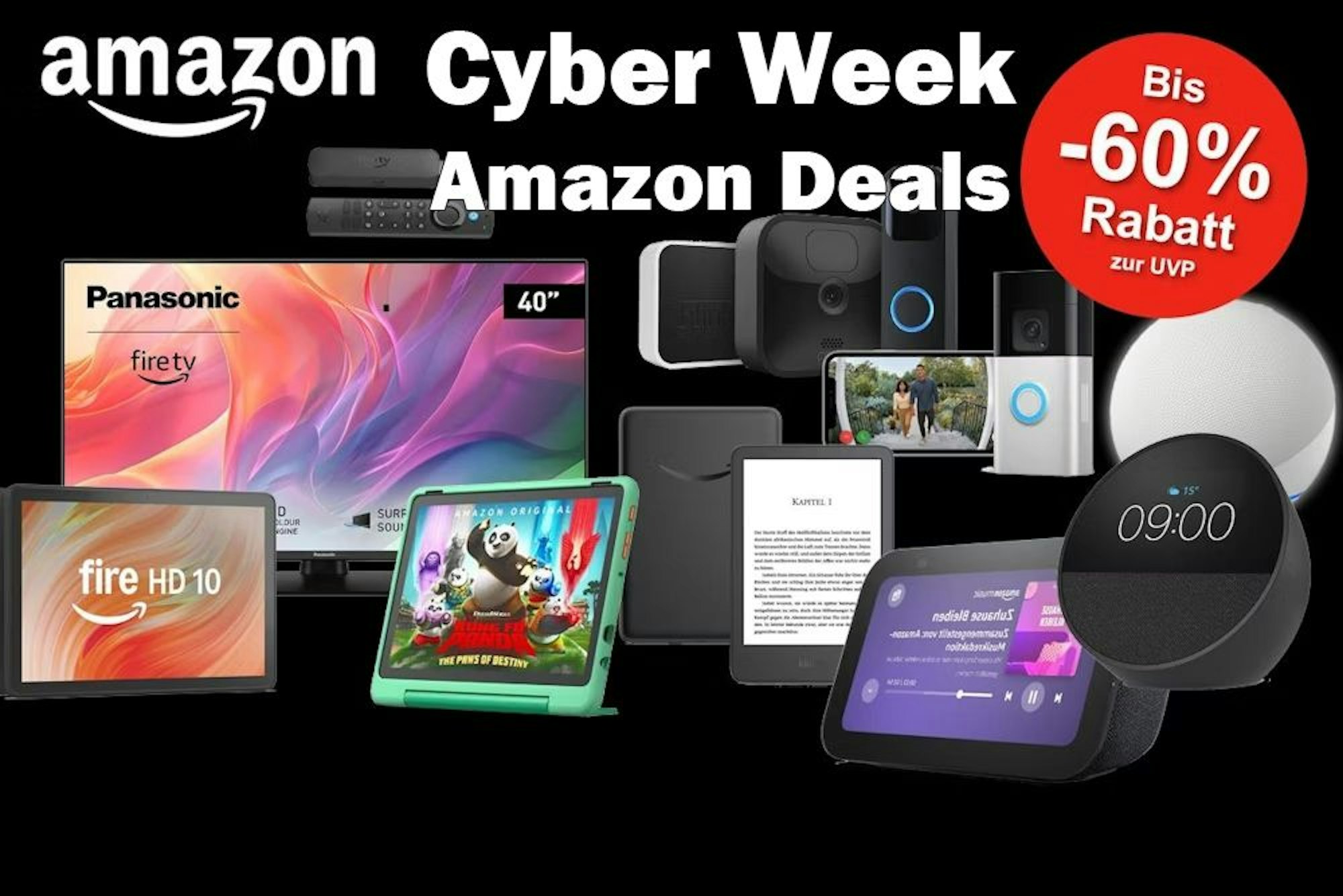 Darstellung von Amazon Geräten im Cyber Week Sale bei Amazon