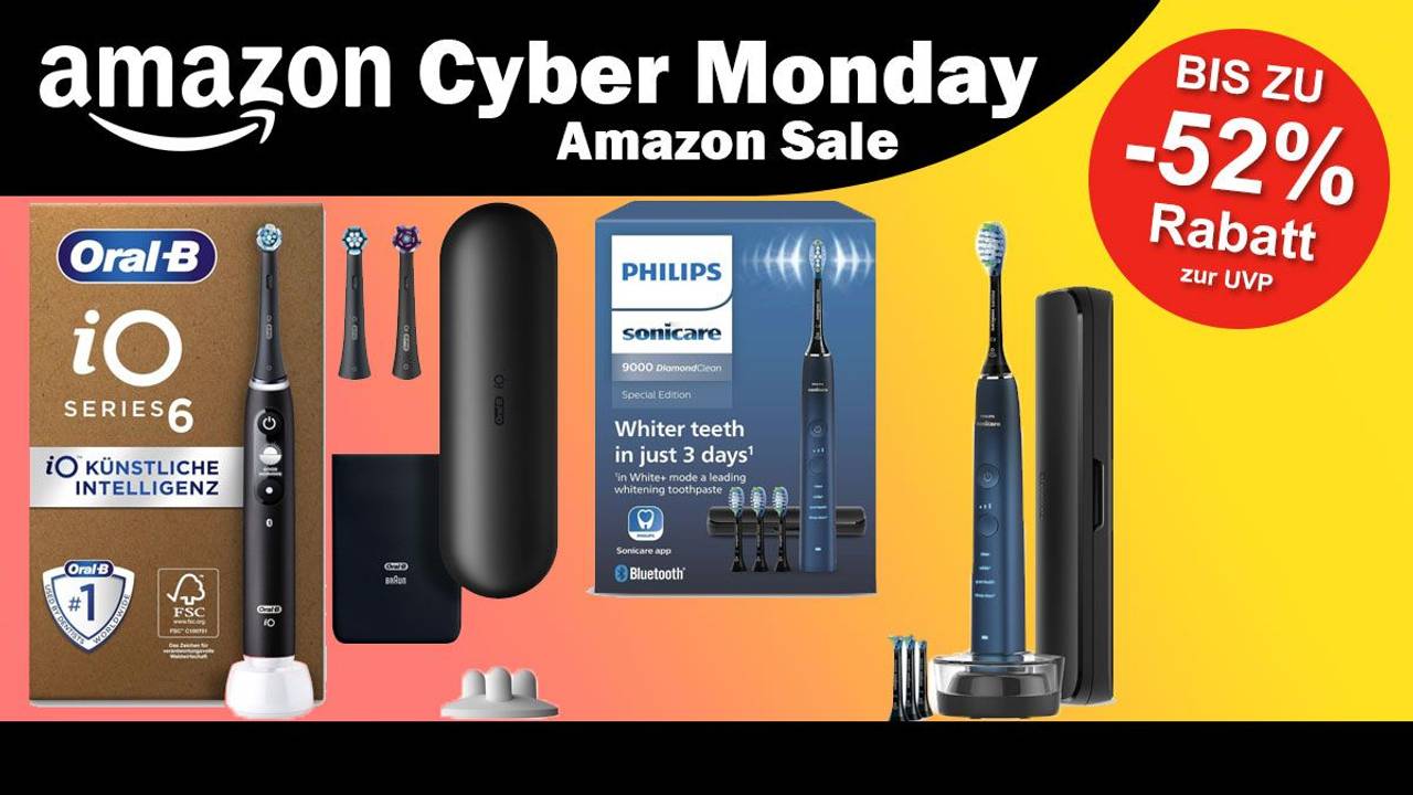 Auf dem Bild sind elektrische Zahnbürsten der Marke Oral B und Philips zu sehen.