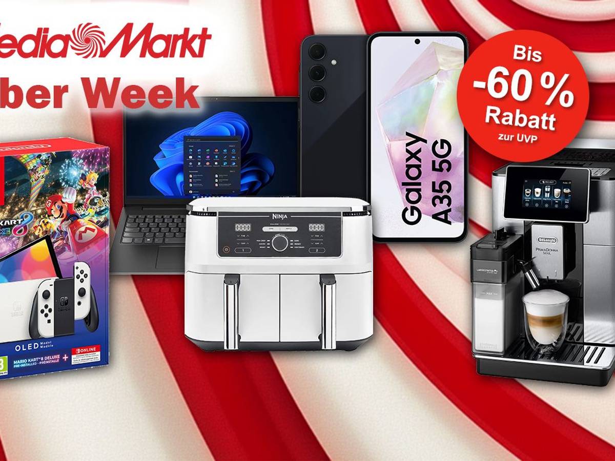 Darstellung von Technik-Produkten im Cyber Week Sale bei MediaMarkt