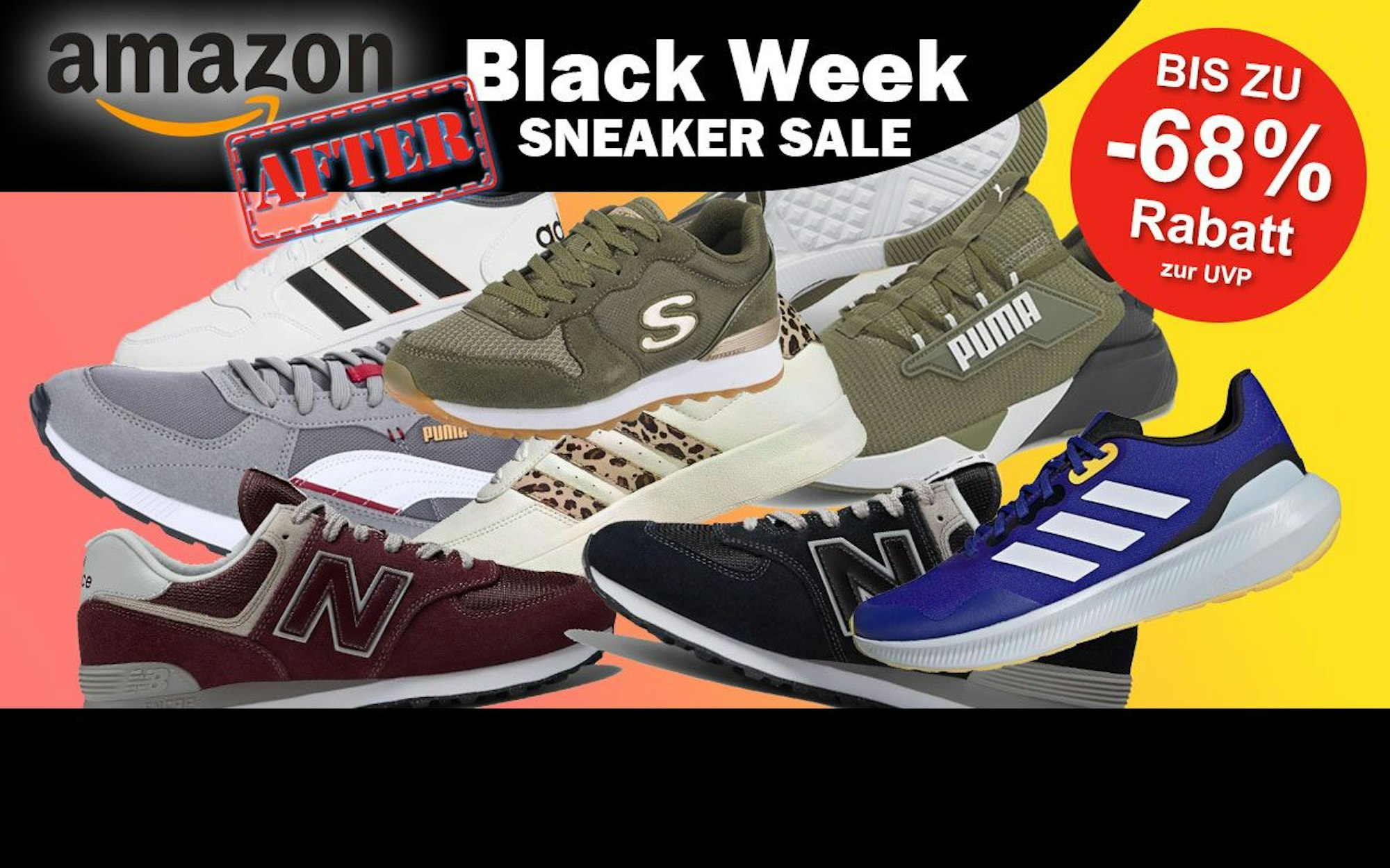Sneaker Hammer Angebote im After Amazon Black Week Sale mit Top Marken Jetzt bis 68 auf trendige Schuhe von Nike Skechers New Balance mehr Express