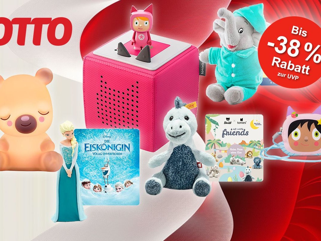 Darstellung des Tonies Lautsprecher und drum herum die einzelnen Tonies Hörspiel-Figuren