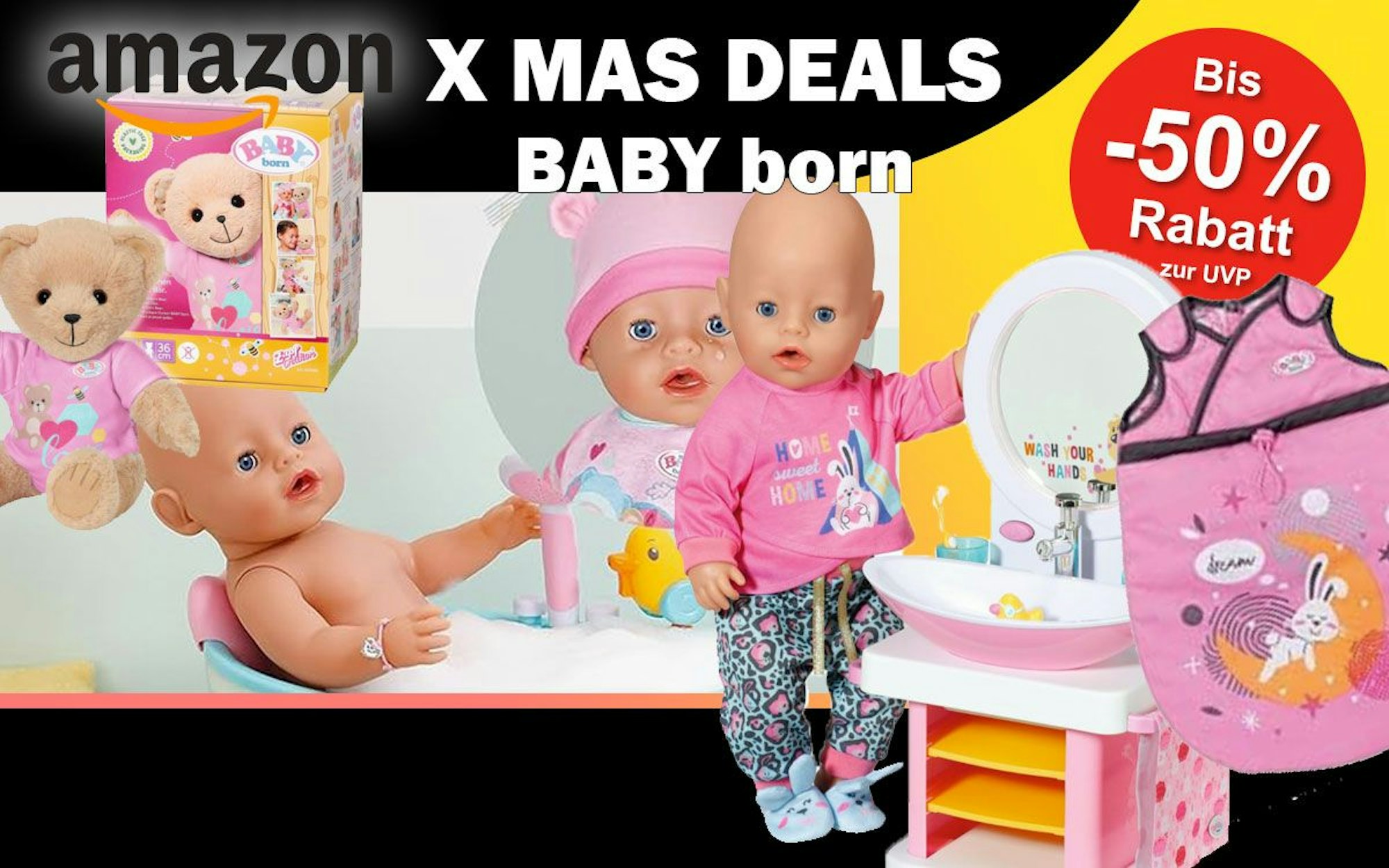 Auf dem Bild sind verschiedene Utensilien für die BABY born zu sehen.