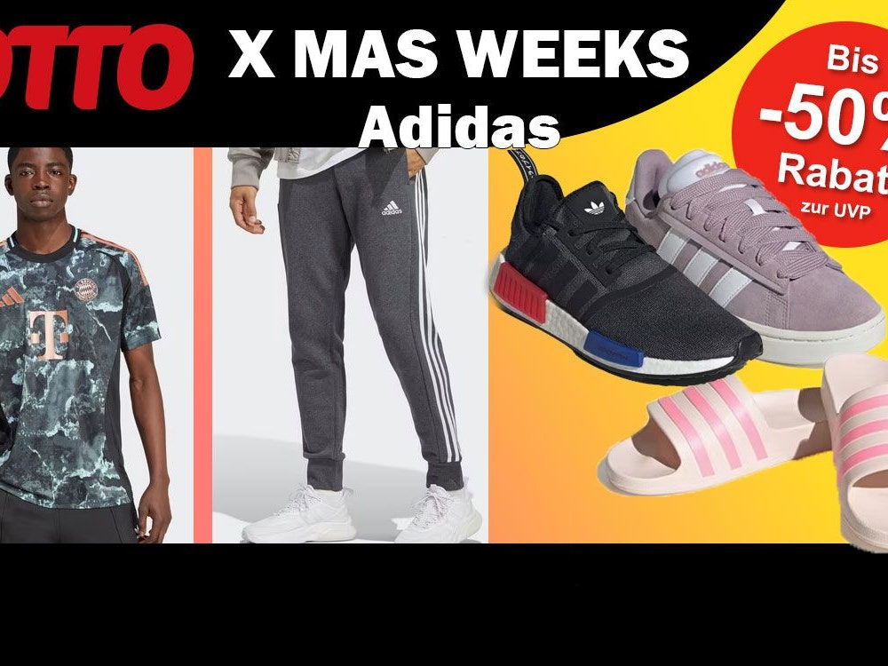 Auf dem Bild sind Produkte der Marke Adidas zu sehen.