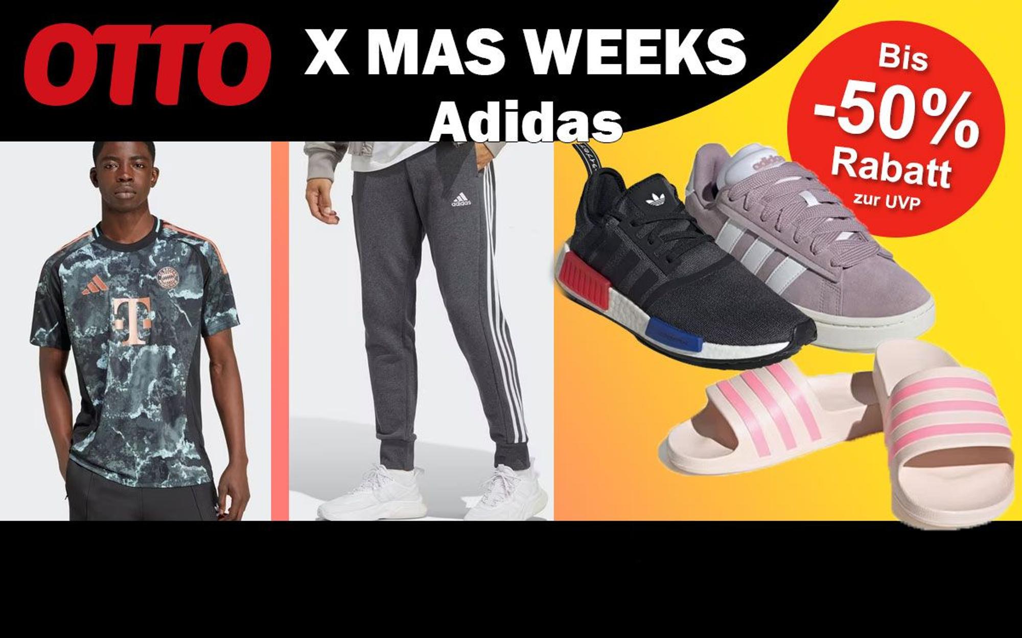 Auf dem Bild sind Produkte der Marke Adidas zu sehen.