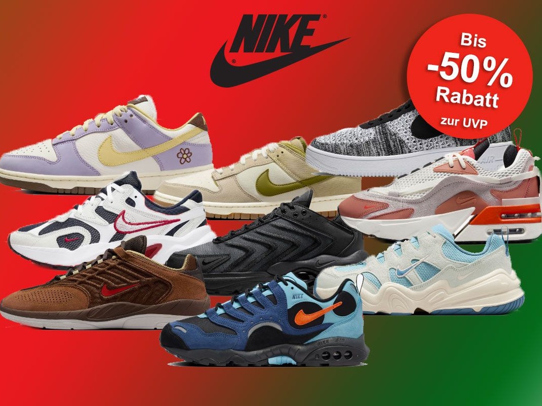 Auf dem Bild sind unterschiedliche Schuh-Modelle der Marke Nike zu sehen.