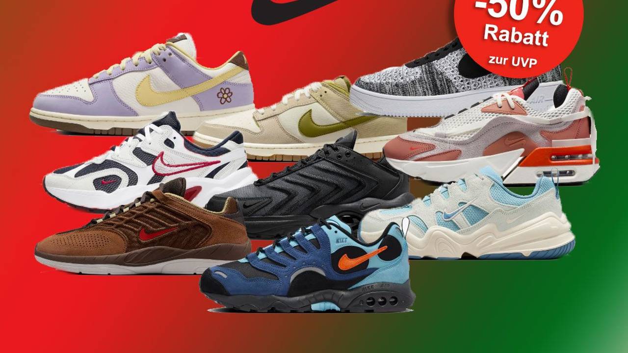 Auf dem Bild sind unterschiedliche Schuh-Modelle der Marke Nike zu sehen.