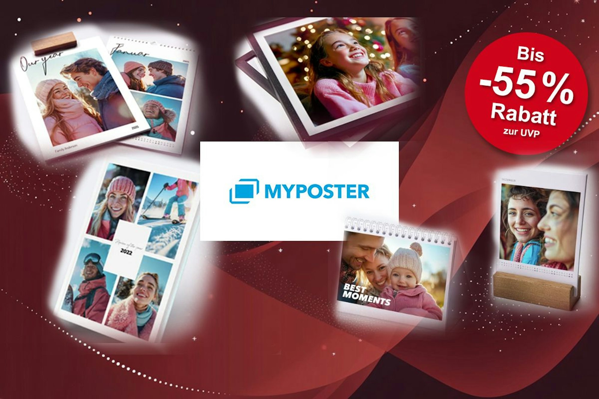 Darstellung verschiedener Fotogeschenke im MyPoster X-MAS Sale
