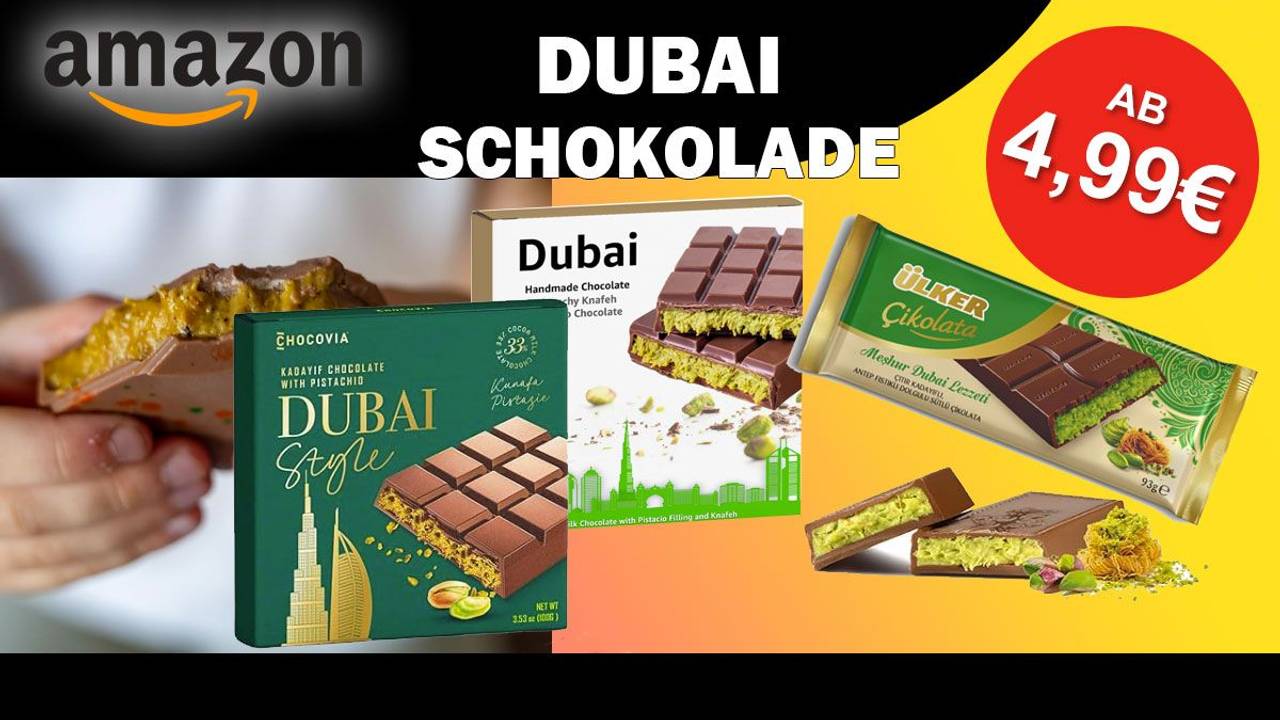 Auf dem Bild sind Dubai Schokoladen unterschiedlicher Anbieter abgebildet.