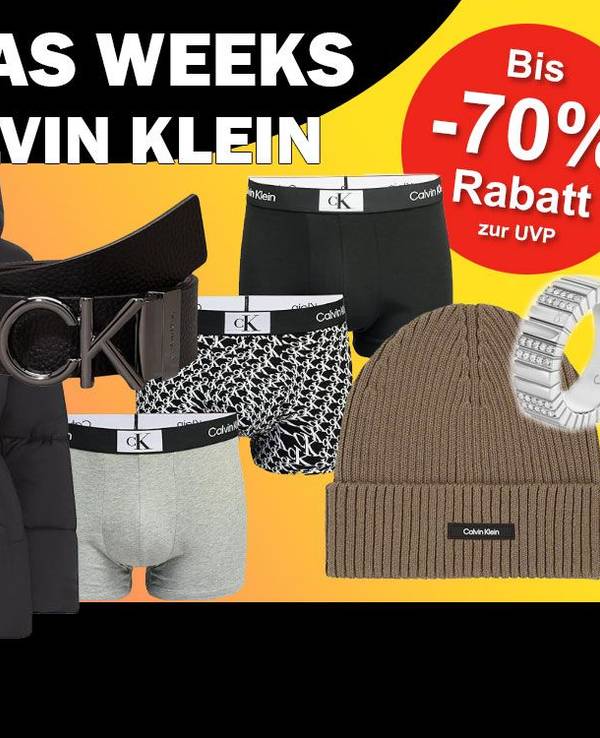 Auf dem Bild sind Accessoires von Calvin Klein zu sehen, sowie Pullover und Jacke.